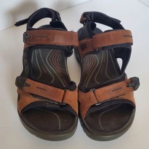 ECCO Yucatan Ankle strap Sport Sandals Brown leather Sz 44 US 10-10.5 Hiking